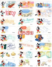 【客製化貼紙】413迪士尼 Mickey米奇遊記旅行『與米奇米妮周遊列國』彩色姓名貼紙 (迪士尼原廠授權) 特價120元_圖片(2)
