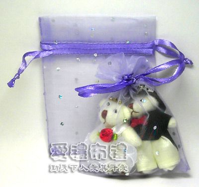 婚禮小物,淡紫色鑽點紗袋8x10cm @1包20個@1個2元 - 20100712085445_896919968.jpg(圖)
