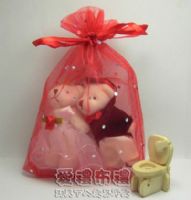 婚禮小物,大紅鑽點雪紗袋10x15cm @1包20個@1個2.5元_圖片(1)