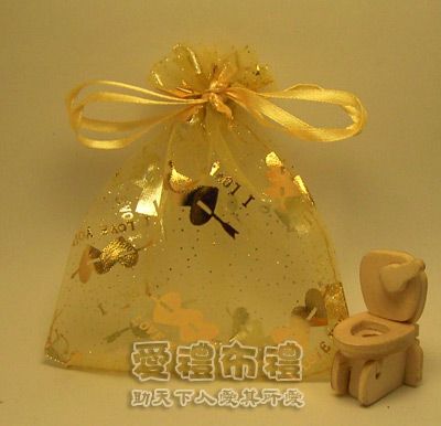 婚禮小物,淡金色串串心燙金雪紗袋10x12cm @1包20個@1個2.2元 - 20100720135502_606257000.jpg(圖)