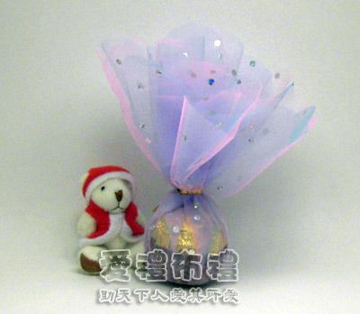 婚禮小物,花瓣型淡紫色鑽點圓形紗袋 @24cm @1包20個 @1個 1元 - 20100801133339_641686578.jpg(圖)