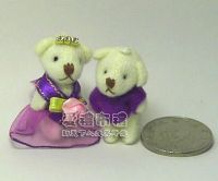婚禮小物,3.5公分水鑽情侶紗裙熊紫色(1對)19元_圖片(1)