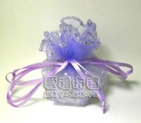 婚禮小物.淡紫色鑽點圓形紗袋 @23cm @1包20個 @1個 2.4元._圖片(1)