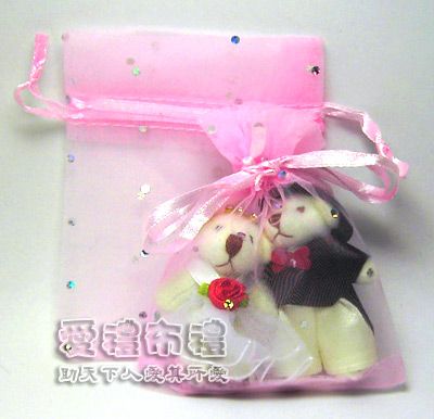 婚禮小物,粉紅色鑽點紗袋8x10cm @1包20個@1個2元 - 20100824143419_632562078.jpg(圖)