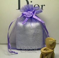 婚禮小物,淡紫色緞帶花雪紗袋10x12cm @1包20個@1個3.5元_圖片(1)