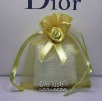 婚禮小物,淡金色緞帶花雪紗袋8x10cm @1包20個@1個3.2元_圖片(1)