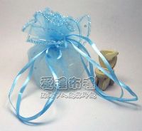 婚禮小物,水藍色鑽點圓形紗袋 @26cm @1包20個 @1個2.7元_圖片(1)