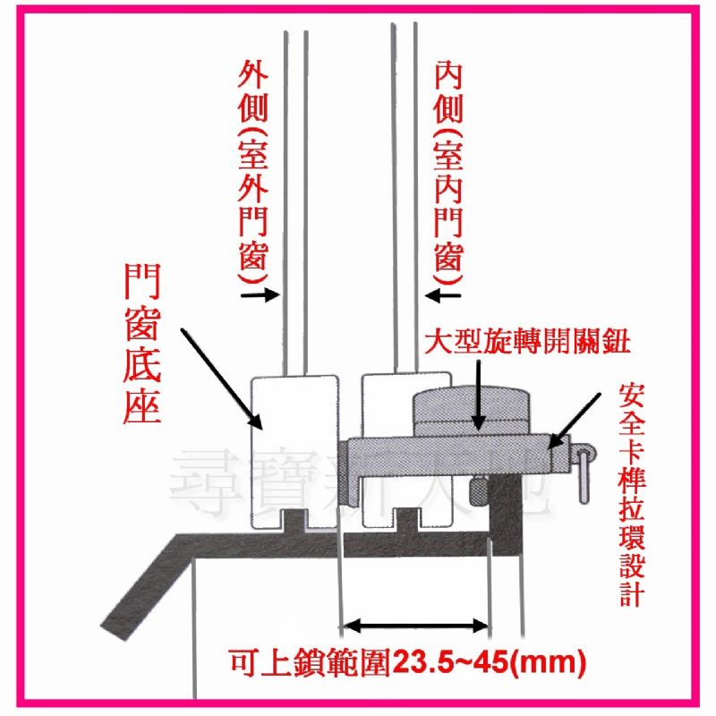 尋寶新天地*[日本進口]鋁門窗落地窗氣密窗兒童安全鎖防墜鎖防墜器防盜鎖防盜器-確保環型(小)*大樓公寓防小朋友誤開窗戶防墜樓.居家防竊賊小偷色狼.可預留窗型冷氣機安裝及通風空間.免鑰匙免工具免破壞門窗 - 20101117074851-952943421.jpg(圖)