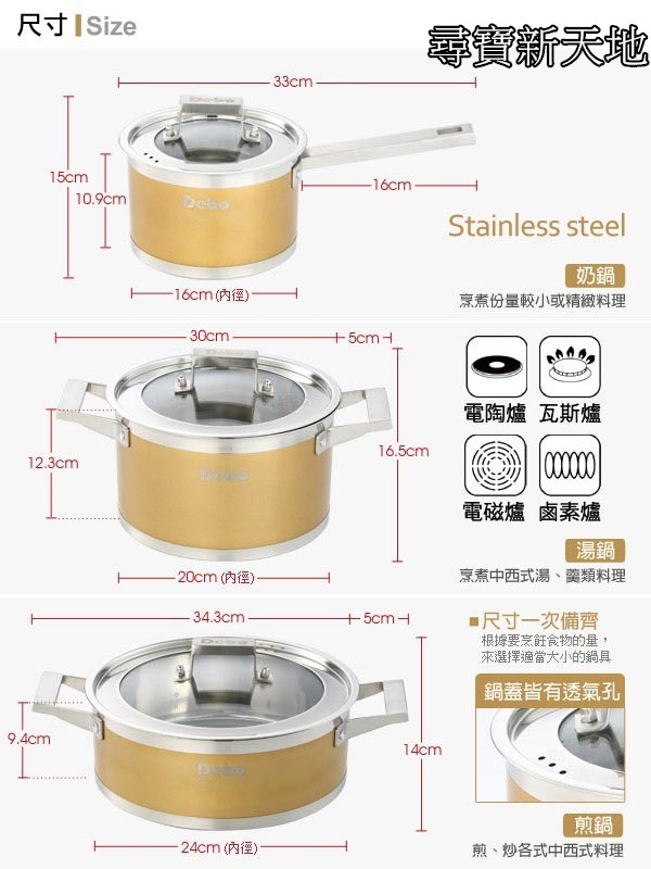 尋寶新天地*E11時代金不鏽料理鍋湯鍋燉鍋煎鍋玻璃蓋三鍋組*居家廚房餐廳美食品料理必備 - 20161115153115-195482721.jpg(圖)