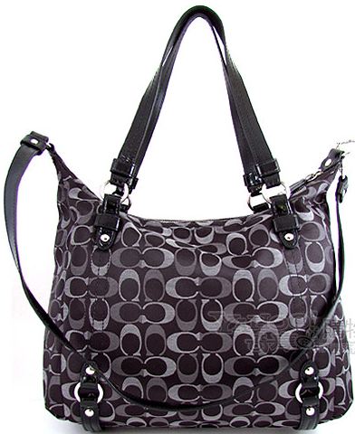 COACH黑色緹花布皮邊兩用肩背/托特包 $8900 - 20120514114214_969049201.JPG(圖)