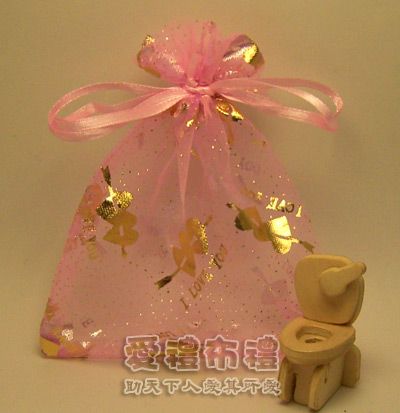 婚禮小物---粉紅色串串心燙金雪紗袋10x12cm~1個1.9元起 - 20120807104352_307805406.jpg(圖)