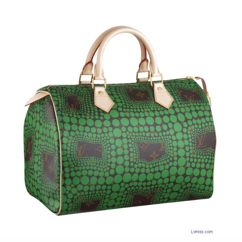 LV2012秋冬新款speedy30cm女包手提包草間彌生限量版M40694绿色 - 20130225191929_748359078.jpg(圖)
