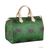 LV2012秋冬新款speedy30cm女包手提包草間彌生限量版M40694绿色_圖片(1)