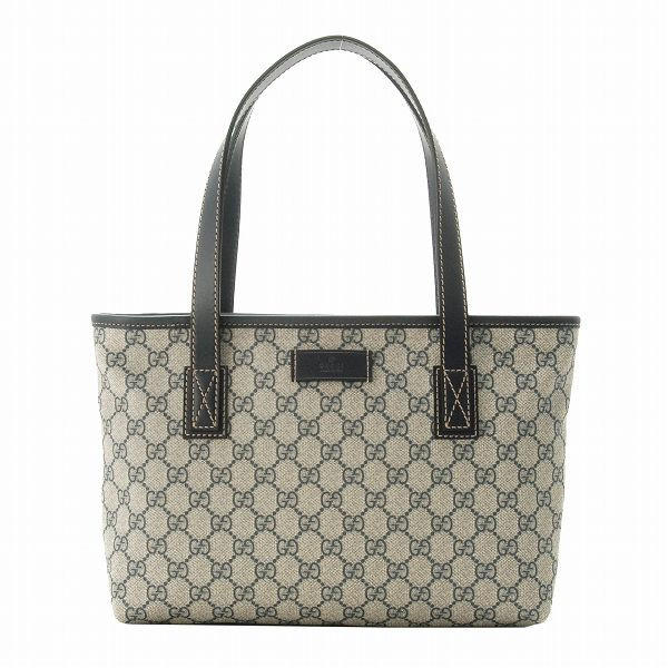 GUCCI 藍色皮革邊經典雙G防水布料托特購物包(小)  - 20130227122852_896674614.jpg(圖)