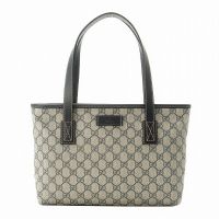 GUCCI 藍色皮革邊經典雙G防水布料托特購物包(小) _圖片(1)