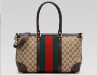 gucci 2011新款帆布配牛皮女包Vintage Web 手提包/斜挎包257341_圖片(1)
