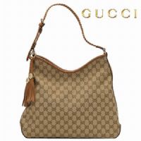 2011春夏新款GUCCI marrakech系列257026 駝色編織背帶中號圓底肩背包_圖片(1)