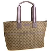 GUCCI 2011春夏款-薰衣草紫提帶咖啡色雙G媽媽包(附寶貝軟墊_圖片(1)