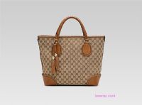 2011gucci 新款杏布配駝色牛皮單肩包女包257023駝棕色_圖片(1)
