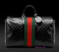 2011gucci 最新款男女通用手提包肩包黑色pvc269375綠紅綠_圖片(1)