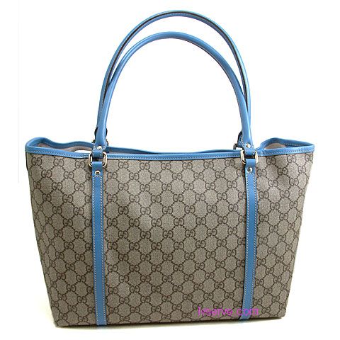 GUCCI 2011秋冬款-土耳其藍皮革編經典雙G防水布料托特包 197953 - 20130227143833_904289290.jpg(圖)