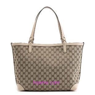 GUCCI 2011 春夏Craft 經典緹花布粉色皮邊購物托特包(附一零錢包) - 20130227144147_904481036.jpg(圖)
