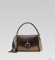 gucci 240266淺米色烏木色 配以棕色滾邊_圖片(1)