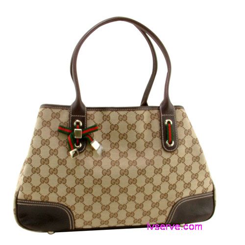 GUCCI 經典咖啡色蝴蝶結肩揹購物包 - 20130227170032_912805629.jpg(圖)