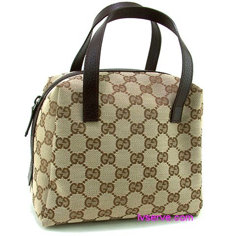GUCCI 咖啡色緹花布面手挽饅頭包 - 20130227170302_913014712.jpg(圖)