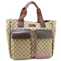 GUCCI 綠紅綠前雙口袋肩背方型購物包_圖片(1)