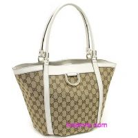 GUCCI 09早春款-D Gold系列白色肩背菜籃包_圖片(1)
