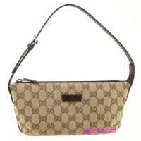 GUCCI 咖啡色經典雙G肩背拉鍊晚宴化妝包_圖片(1)