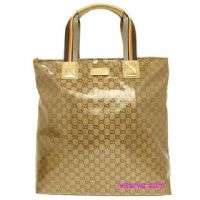 GUCCI 09春夏亮金水晶藍棕色雙G拉鍊琴譜包 _圖片(1)