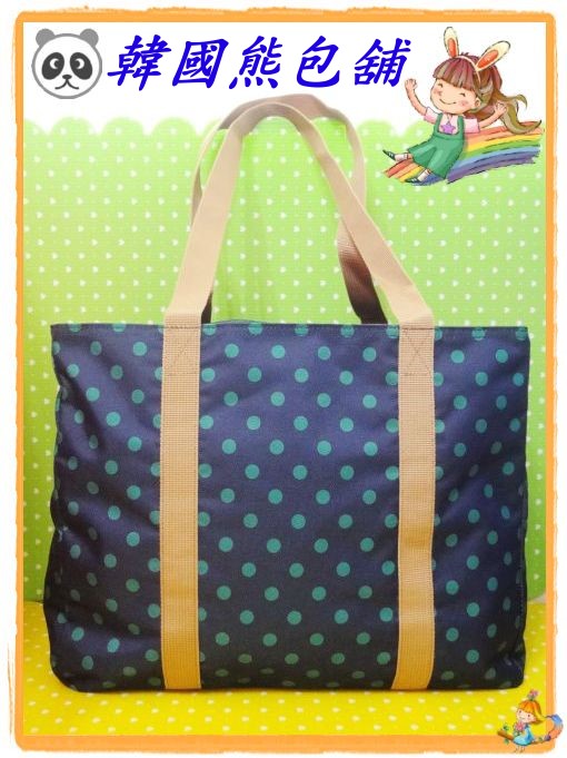 ☃韓國熊包舖☃【WingHouse】藍色莫莫小熊圓點手提單側肩背包 - 20130709094315_334496171.jpg(圖)