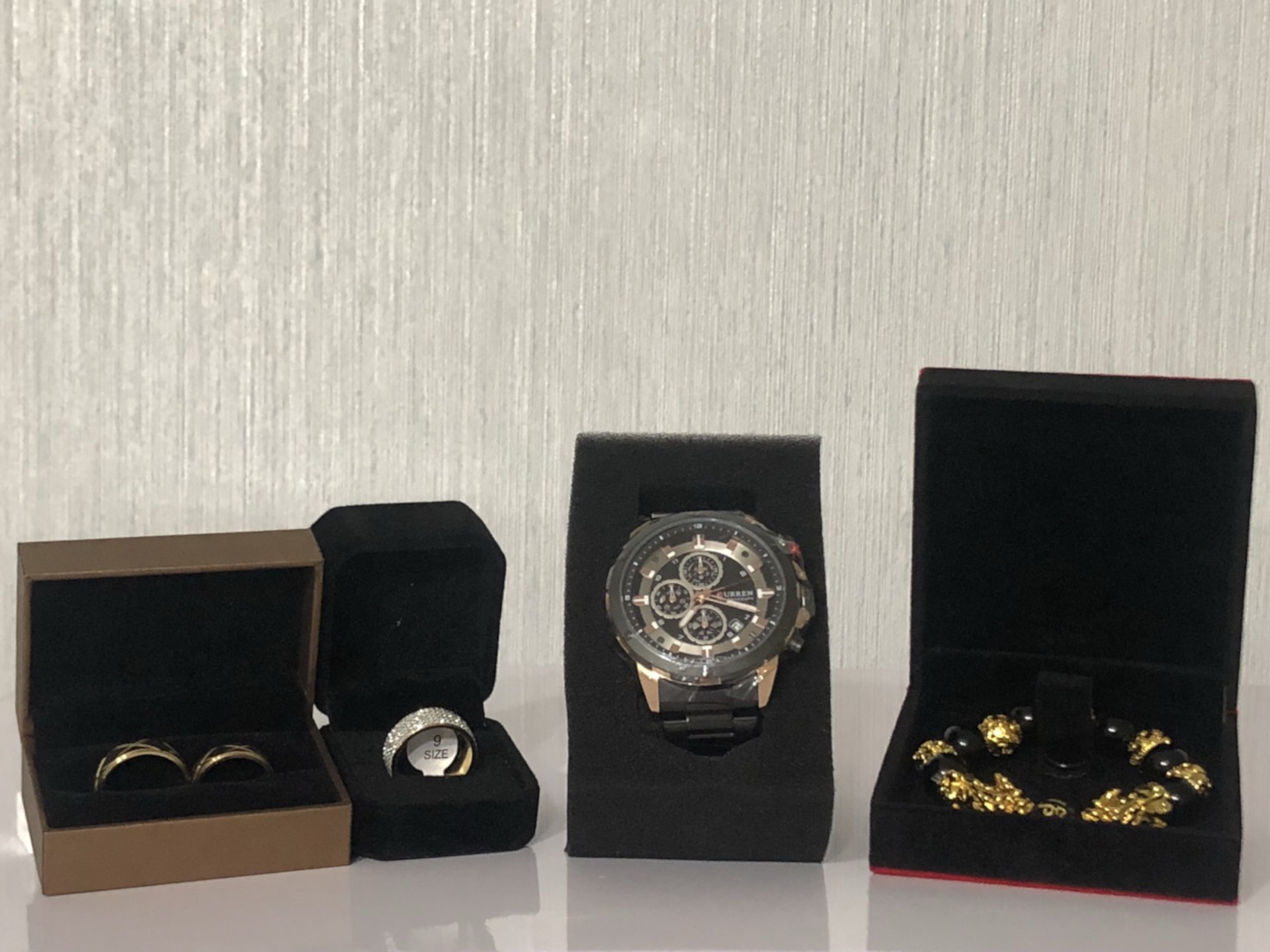 CURREN 卡瑞恩 CU8323 真三眼石英計時錶 送 咬錢龍 玫瑰金對戒 滿天星戒 - 20190910193301-115601887.jpg(圖)