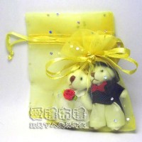 【愛禮布禮】 婚禮小物: 淡金色鑽點紗袋8x10cm,1個1.7元,10個17元,訂購單位1為10個_圖片(1)