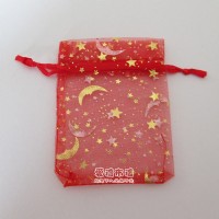 【愛禮布禮】 婚禮小物: 大紅色星月燙金雪紗袋9x12cm,1個1.7元,10個17元,訂購單位1為10個_圖片(1)