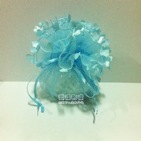 【愛禮布禮】婚禮小物：水藍色愛心花邊圓形紗袋 D23cm,1個5.8元,10個58元_圖片(1)