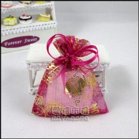 【愛禮布禮】婚禮小物：桃紅色新郎新娘燙金雪紗袋7x9cm,1個1.5元,10個15元_圖片(1)