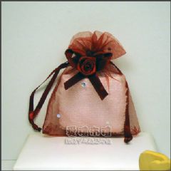 【愛禮布禮】婚禮小物：酒紅色鑽點緞帶花雪紗袋7x9cm @1個2.6元,10個26元 - 20141125112202-885901306.jpg(圖)
