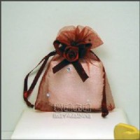 【愛禮布禮】婚禮小物：酒紅色鑽點緞帶花雪紗袋7x9cm @1個2.6元,10個26元_圖片(1)
