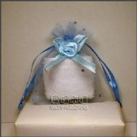 【愛禮布禮】婚禮小物：水藍色鑽點緞帶花雪紗袋7x9cm @1個2.6元,10個26元_圖片(1)