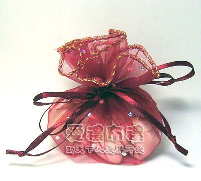 【愛禮布禮】婚禮小物：酒紅色鑽點圓形紗袋 @23cm,1個1.7元 - 20150311125153-50145966.jpg(圖)