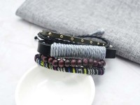 復古民俗多件式編織皮革手環/鍊 韓國當季流行飾品 小額批發_圖片(3)