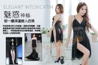 【蕾絲透明典雅開高叉性感睡衣(暗黑色)】情趣用品yahoo _圖片(2)