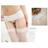 【高彈雙層蕾絲滾邊吊襪帶(卡莉雅)白色】情趣用品第一交椅 _圖片(1)