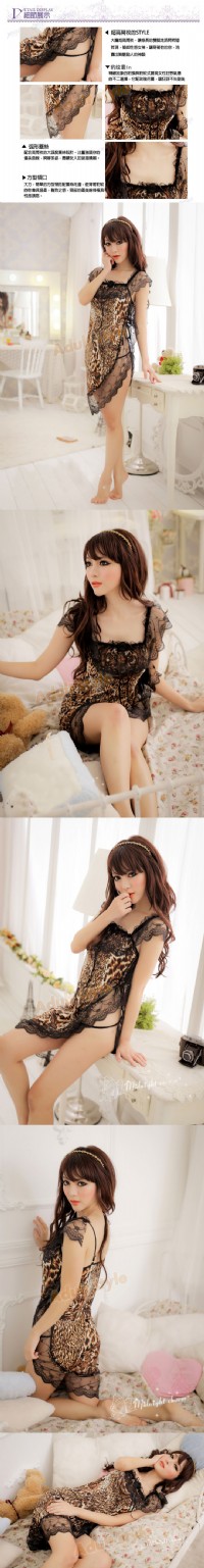 【獵愛女神豹戀蕾絲開高衩蕾絲睡衣】情趣用品 汽車旅館_圖片(2)