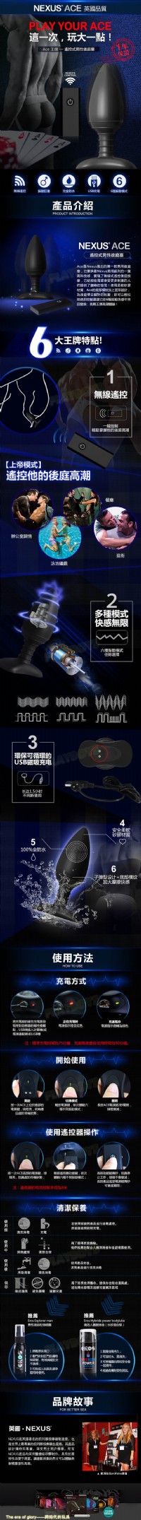 【英國Nexus-Ace無線遙控震動肛塞】台北情趣用品店哪裡有_圖片(2)