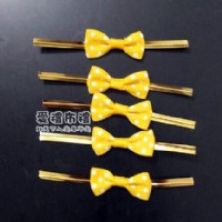 【愛禮布禮】婚禮小物： 絡黃色圓點羅紋帶蝴蝶結10個 一般價 15 元 會員價 15 元_圖片(1)