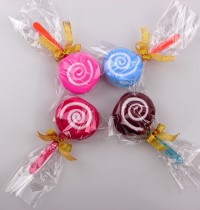 【愛禮布禮】婚禮小物： 棒棒糖毛巾OPP袋裝, 1條毛巾+絨布(隨機出貨不挑色)緞帶款一般價 10 元 會員價 10 元_圖片(1)